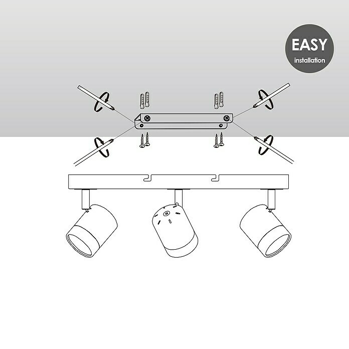 Home Sweet Home LED-Wandstrahler Manu (5,8 W, L x B x H: 9,5 x 39 x 15 cm, Sandweiß, Warmweiß, 3 Stk.) | BAUHAUS