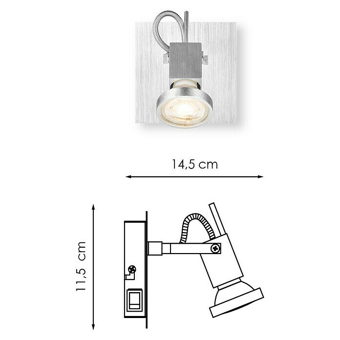 Home Sweet Home LED-Wandstrahler Cali (5,8 W, L x B x H: 11,5 x 11,5 x 14,5 cm, Aluminium, Warmweiß) | BAUHAUS