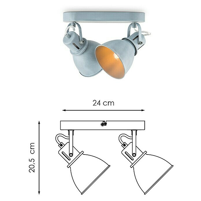 Home Sweet Home LED-Deckenstrahler Fama (4 W, L x B x H: 9,5 x 24 x 20,5 cm, Beton, Warmweiß, 2 Stk.) | BAUHAUS