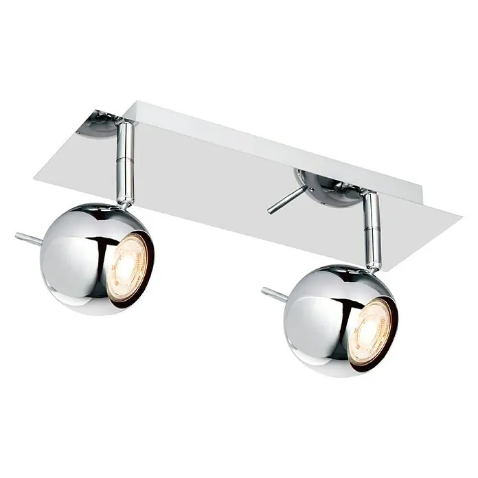 Home Sweet Home LED-Deckenstrahler Bollo - 5,8 W, L x B x H: 14 x 32 x 14 cm, Chrom, Warmweiß, 2 Stk. - Chromfarbene Deckenleuchte mit zwei Strahlern. Moderne Beleuchtung für ein stilvolles Zuhause.