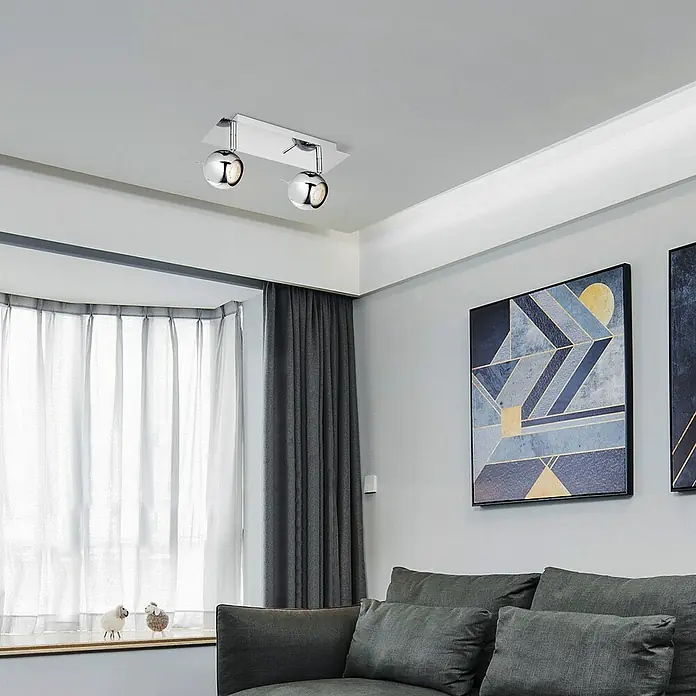 Home Sweet Home LED-Deckenstrahler Bollo - 5,8 W, L x B x H: 14 x 32 x 14 cm, Chrom, Warmweiß, 2 Stk. - Die verstellbare Deckenleuchte mit zwei Kugellampen sorgt für die perfekte Beleuchtung in jedem Raum. Zeitloses Design in Chromoptik.