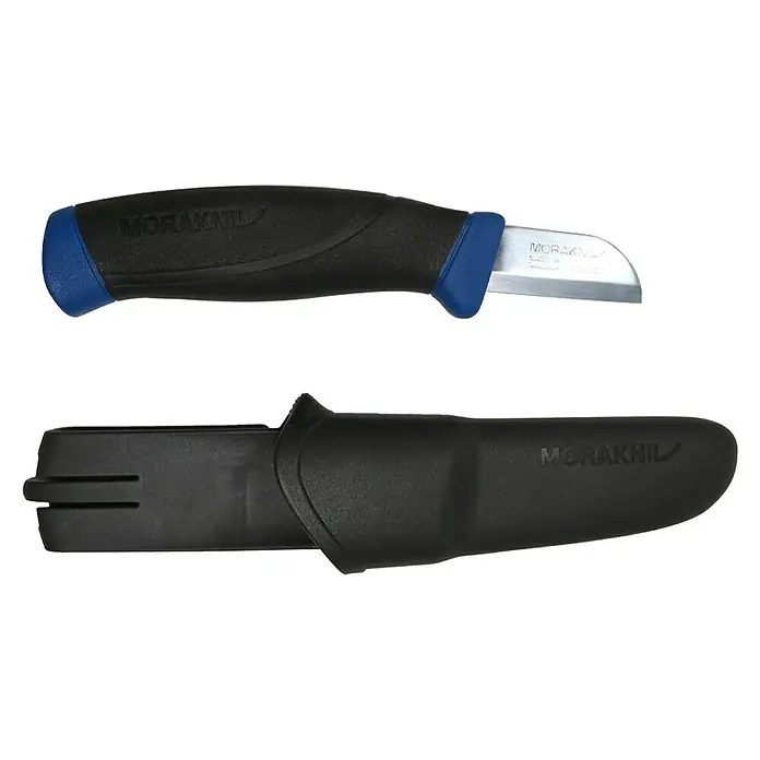 Morakniv Handwerkermesser Service - Klingenlänge: 43 mm, Schwarz/Blau - Das Moraknil Craftline TopQ Allroundmesser mit Messerscheide, ideal für Handwerker und Outdoor-Enthusiasten.