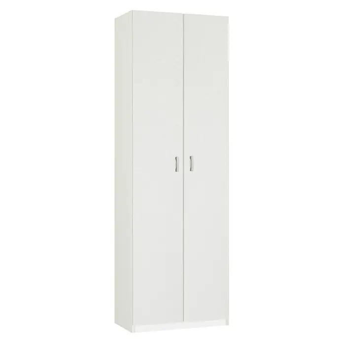 Muebles Pitarch Armario multiusos de madera 102 - L x An x Al: 35 x 60 x 180 cm, Blanco - Un armario blanco sencillo con dos puertas y tiradores discretos. Ideal para espacio de almacenamiento adicional en cualquier habitación.