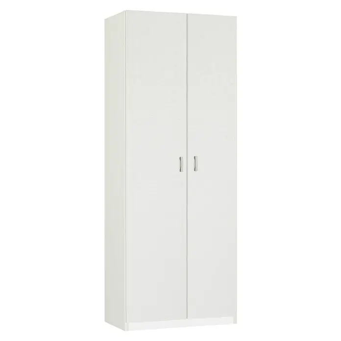 Muebles Pitarch Armario multiusos de madera 102 - L x An x Al: 35 x 80 x 180 cm, Blanco - Armario blanco con dos puertas y tiradores modernos. Ideal para dormitorios o vestidores, ofreciendo un amplio espacio para guardar ropa.