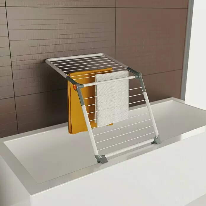 Juwel Stand-Wäscheständer SuperDry Wing - Länge Wäscheleine: 8,8 m, L x B x H: 103,1 x 60,1 x 7,1 cm, Weiß/Obsidian Grey - Anwendungsbeispiel