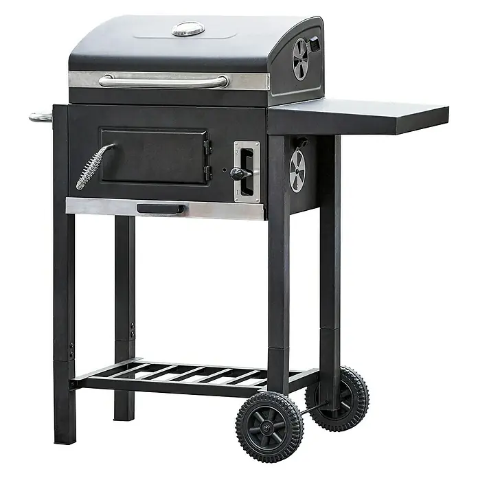 Grillstar Holzkohlegrill Boston - Grillfläche (B x T): 45 x 32 cm, Schwarz - Holzkohlegrill mit Seitentisch und Lüftungsregler für ein optimales Grillerlebnis. Perfekt für Garten und Terrasse.