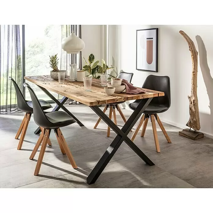Pur Iternal Black Edition Tischbein - 700 x 100 x 723 mm, Schwarz, X-Form, Passend für: Tischplatten Breite 80 – 90 cm, 2 Stk. - Stimmungsaufnahme