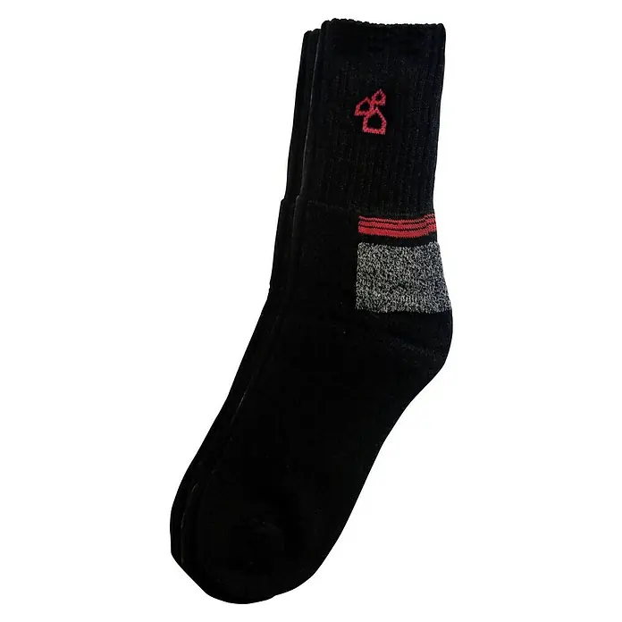 BAUHAUS Calcetines - Negro, Número de pares: 3 ud. - Calcetines negros con detalle rojo y puño gris jaspeado. Los calcetines están subidos y tienen un pequeño logotipo.
