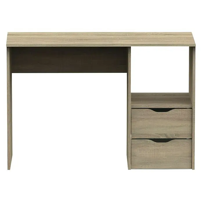Muebles Pitarch Eko Mesa de escritorio - L x An x Al: 50 x 115 x 76 cm, Roble - Escritorio de madera clara con cajones para guardar y organizar artículos para una oficina en casa o sala de estudio.