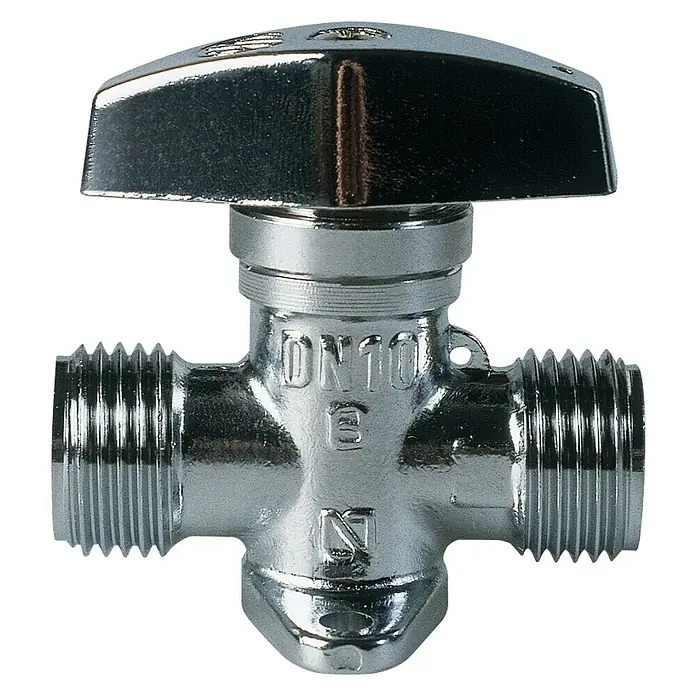 Válvula conexión 1/2" en envase - Latón - Grifo con un acabado cromado brillante ideal para aplicaciones de fontanería. El producto cuenta con un cómodo pomo giratorio para facilitar su uso.