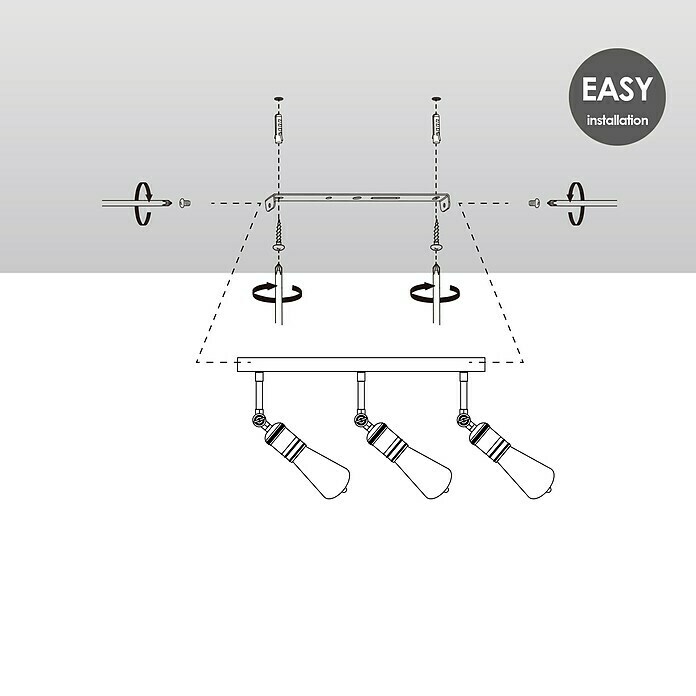 Home Sweet Home LED-Deckenleuchte Spy (5,8 W, L x B x H: 47 x 9,5 x 20,5 cm, Burned Metal, Warmweiß, 3 Stk.) | BAUHAUS