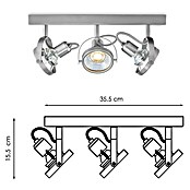 Home Sweet Home LED-Deckenstrahler Yaya (5,8 W, L x B x H: 9,5 x 35,5 x 15,5 cm, Silber, Warmweiß, 3 Stk.) | BAUHAUS