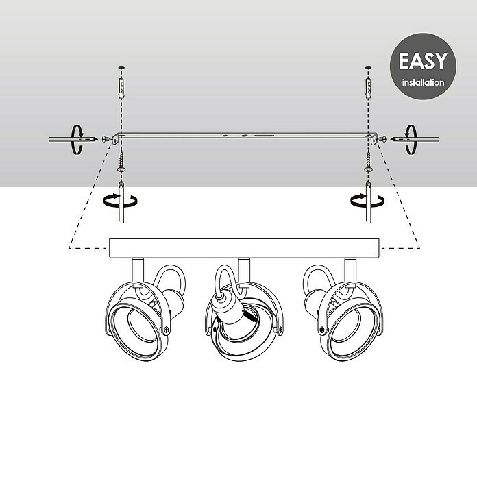 Home Sweet Home LED-Deckenstrahler Yaya (5,8 W, L x B x H: 9,5 x 35,5 x 15,5 cm, Silber, Warmweiß, 3 Stk.) | BAUHAUS