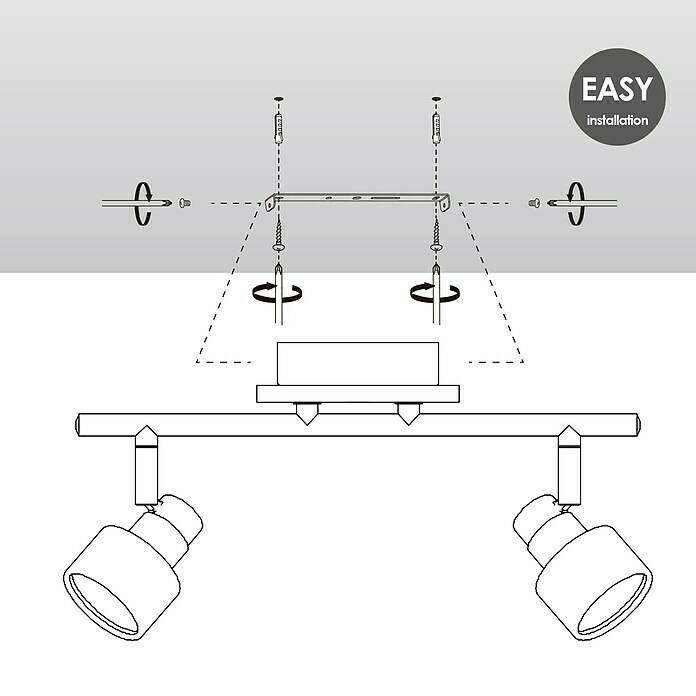 Home Sweet Home LED-Deckenstrahler Drift (5,8 W, L x B x H: 12 x 35,5 x 17,5 cm, Holz/Silber, Warmweiß, 2 Stk.) | BAUHAUS