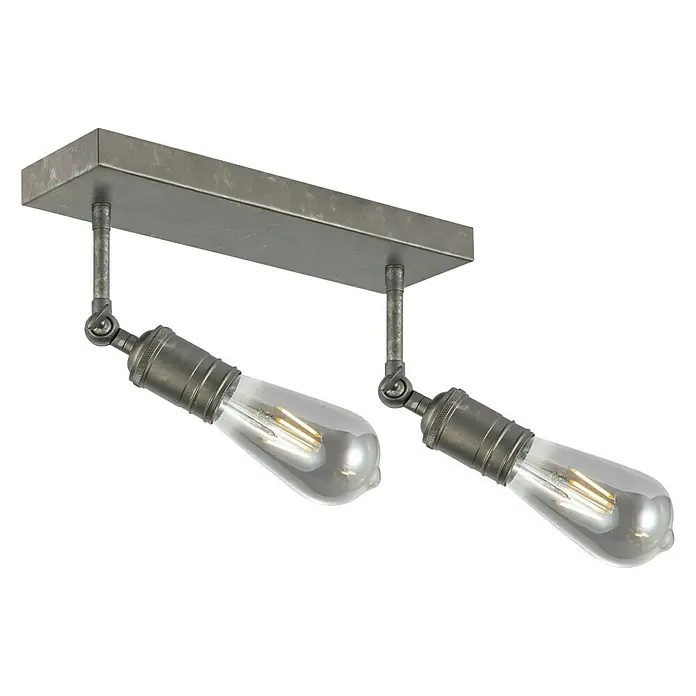 Home Sweet Home LED-Deckenleuchte Spy - 4 W, L x B x H: 30 x 9,5 x 20,5 cm, Burned Metal, Warmweiß, 2 Stk. - Die minimalistische Deckenleuchte mit zwei Retro-Glühbirnen in Vintage-Optik sorgt für stilvolle Beleuchtung.