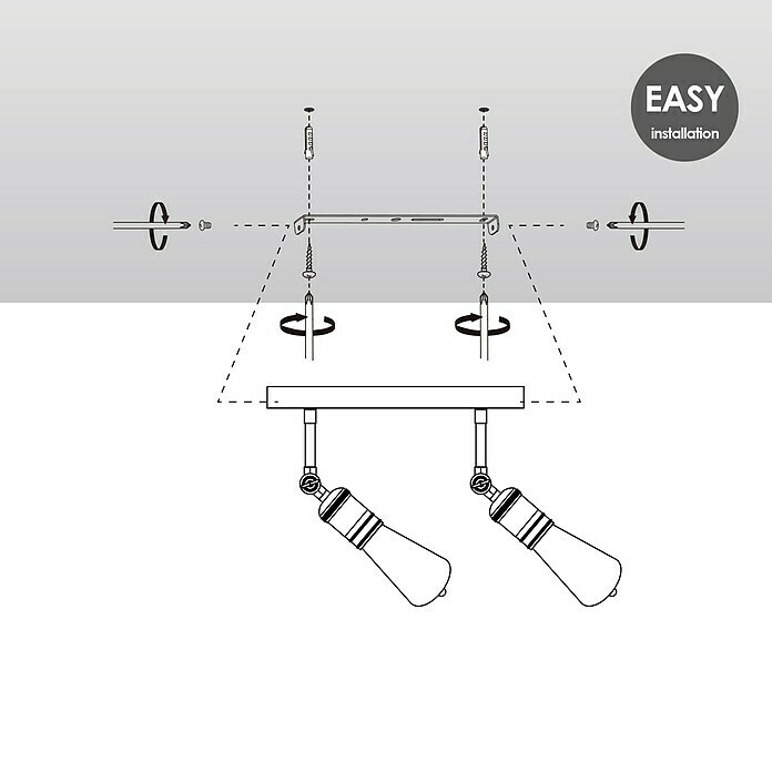 Home Sweet Home LED-Deckenleuchte Spy (4 W, L x B x H: 30 x 9,5 x 20,5 cm, Burned Metal, Warmweiß, 2 Stk.) | BAUHAUS