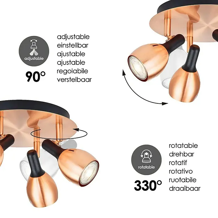 Home Sweet Home LED Deckenleuchte SKA – Quadratisch, Kupfer, 15W, 1500lm, 3000K Warmweiß