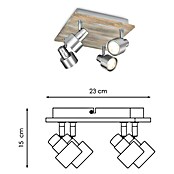 Home Sweet Home LED-Deckenstrahler Drift (6 W, L x B x H: 23 x 23 x 15 cm, Holz/ Silber, Warmweiß, 4 Stk.) | BAUHAUS