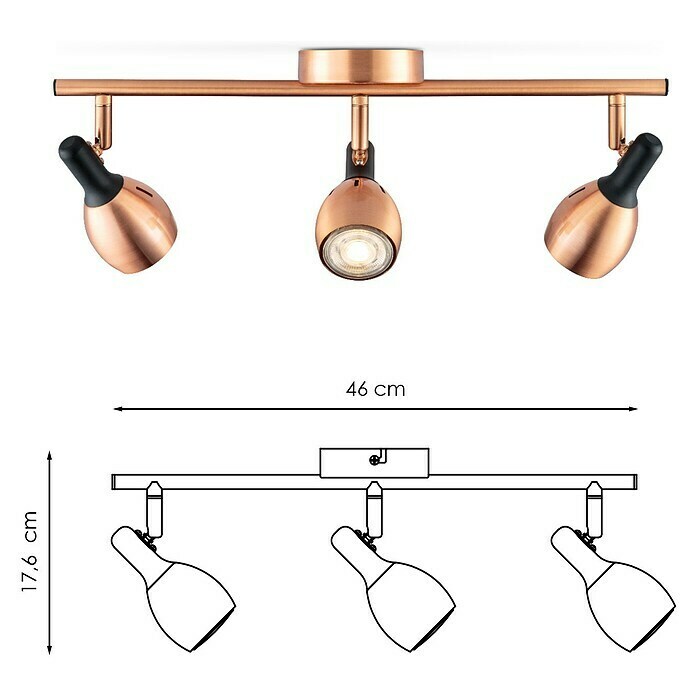 Home Sweet Home LED-Deckenstrahler Novi (5,8 W, L x B x H: 9,5 x 46 x 17,6 cm, Kupfer, Warmweiß) | BAUHAUS