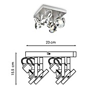 Home Sweet Home LED-Deckenstrahler Yaya (5,8 W, L x B x H: 23 x 23 x 15,5 cm, Silber, Warmweiß, 4 Stk.) | BAUHAUS