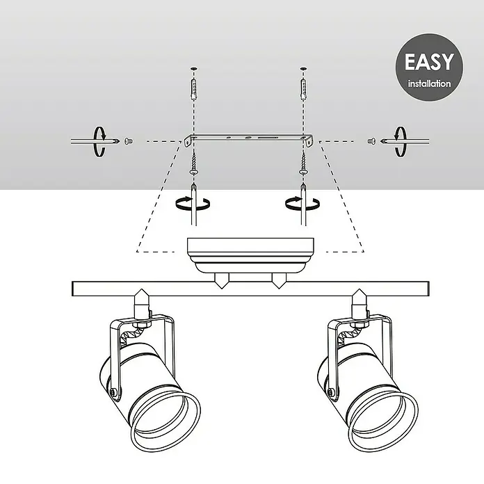 Home Sweet Home LED-Deckenstrahler Venn - 5,8 W, L x B x H: 11 x 32 x 16 cm, Kupfer, Warmweiß, 2 Stk. - Installationsanleitung für eine Deckenleuchte mit zwei Strahlern, die eine einfache Montage verspricht.