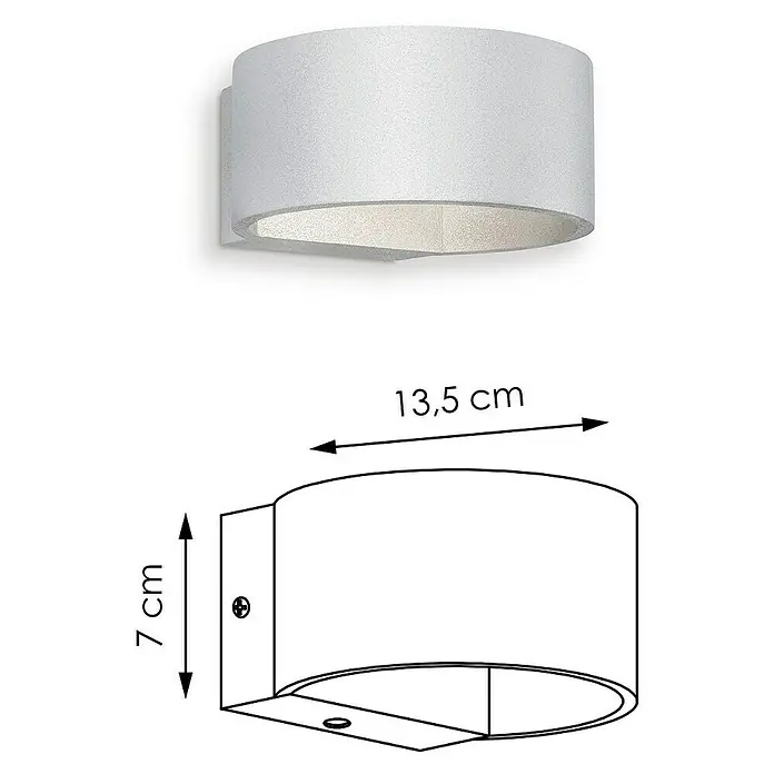 Home Sweet Home Wandleuchte Lounge - 5 W, L x B x H: 13,5 x 13 x 7,5 cm, Aluminium - Wandleuchte in Zylinderform in silberner Farbe für ein modernes Wohnambiente. Das Licht sorgt für eine angenehme Atmosphäre im Raum.
