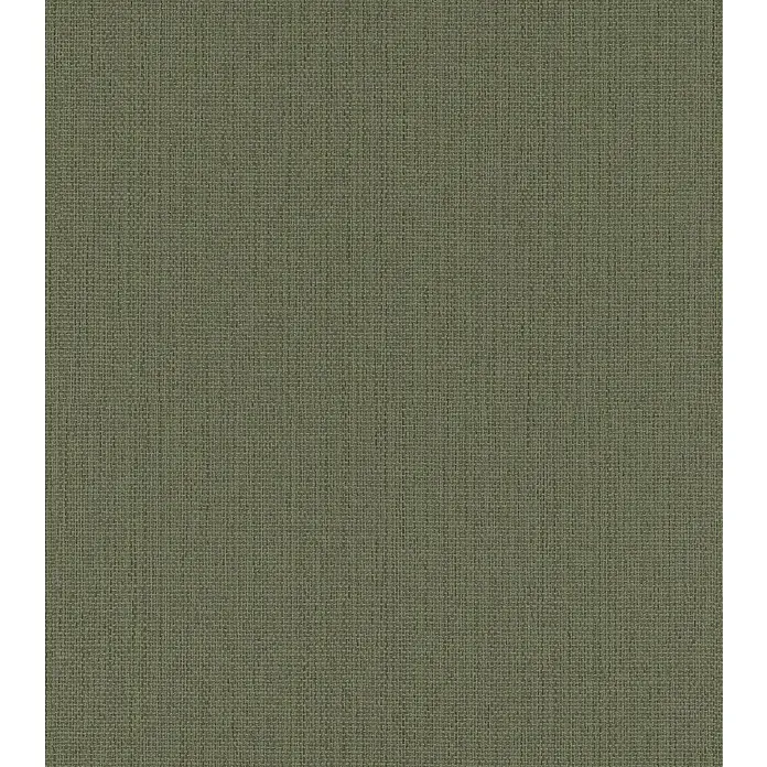 Rasch Kimono Vliestapete Muster - Grün, Uni, 10,05 x 0,53 m - Texturierte, olivgrüne Stoffoberfläche, ideal für Möbelbezüge oder Wandverkleidungen, die eine natürliche und robuste Optik bieten.