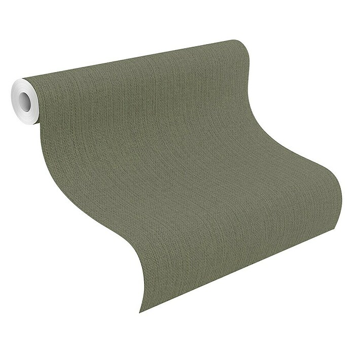 Rasch Kimono Vliestapete Muster (Grün, Uni, 10,05 x 0,53 m) | BAUHAUS