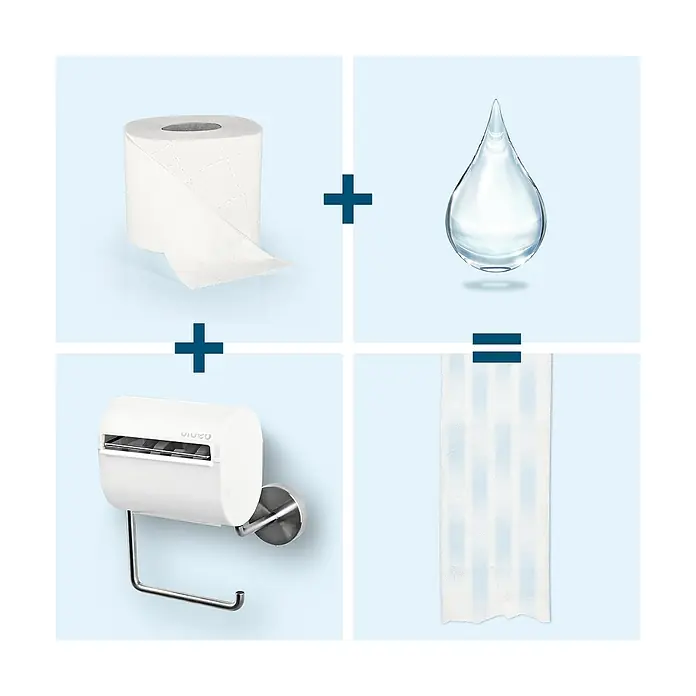 Toilettenpapierbefeuchter bideo - Weiß/Chrom, Glänzend - Feuchtes Toilettenpapier: Rolle, Wasser und Halter ergeben feuchtes Toilettenpapier für optimale Hygiene und Komfort.
