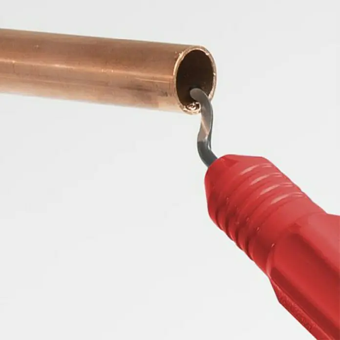 Wisent Desbarbador - 12 pzs., Carcasa giratoria 360° - Herramienta para desbarbar tuberías con mango rojo que se usa para desbarbar el extremo de un tubo de cobre. Elimina rebabas.