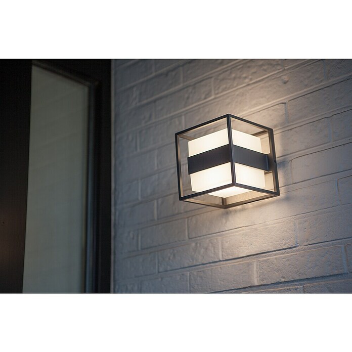 Lutec Aplique exterior LED Cruz (13 W, 140 x 140 x 148 mm, Gris oscuro, IP54) | BAUHAUS