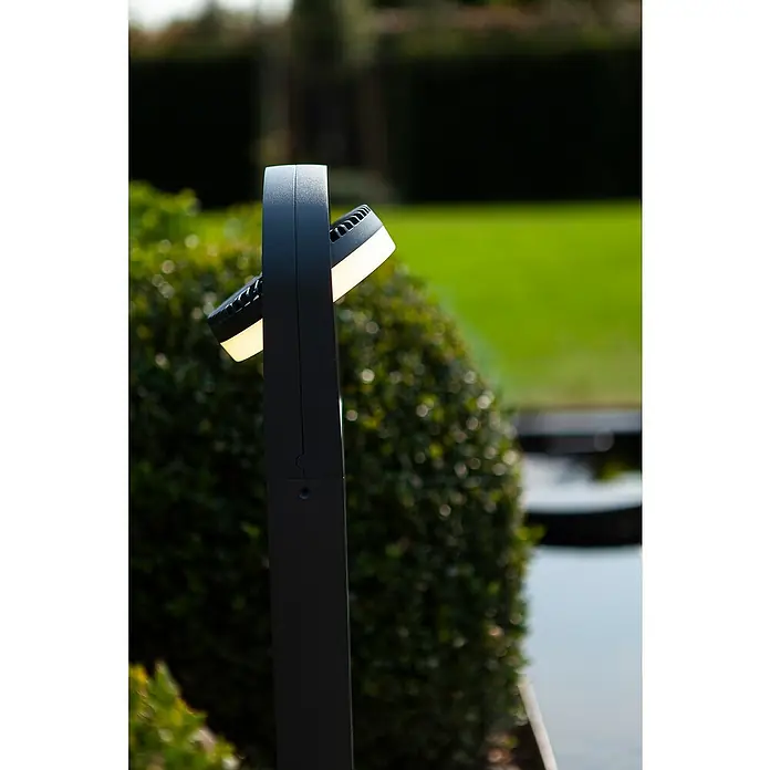 Lutec Sobremuro exterior Fele - Color del marco: Gris oscuro, Blanco cálido, 200 x 75 x 700 mm, Con bombillas - Una elegante y moderna lámpara de exterior antracita que acentúa el jardín con su cálida luz y crea un ambiente agradable.