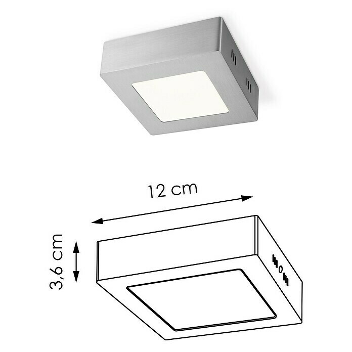 Home Sweet Home LED-Deckenleuchte Ska (6 W, L x B x H: 12 x 12 x 4 cm, Silber, Warmweiß) | BAUHAUS