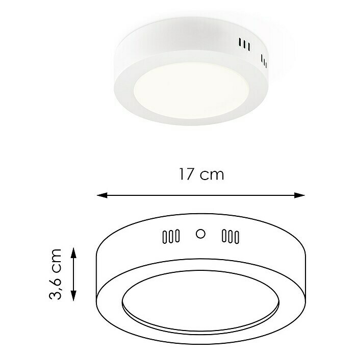 Home Sweet Home LED-Deckenleuchte rund Ska (12 W, Ø x H: 170 mm x 4 cm, Weiß, Warmweiß) | BAUHAUS