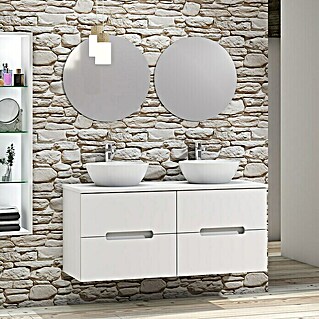 Conjunto de mueble de baño Loop Top (120 cm, 6 pzs., Blanco, Mate)