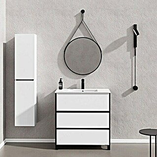Conjunto de mueble de baño Africa (80 cm, 3 pzs., Blanco/Negro, Mate)
