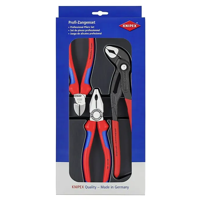Knipex Cobra Zangen-Set - 3 -tlg. - Das KNIPEX Profi-Zangenset in seiner Verpackung, ein Muss für jeden Handwerker. Hochwertige Zangen für professionelle Ansprüche.
