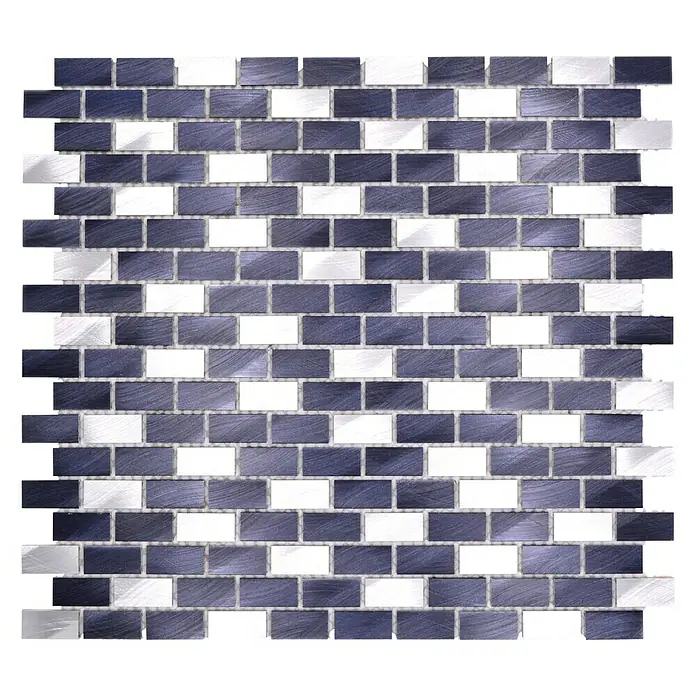 Mosaikfliese Brick XAM A431 - 30,6 x 32,4 cm, Schwarz, Matt - Hochwertiges Mosaikfliesenmuster in Silber- und Blautönen. Eine stilvolle und moderne Wandgestaltung für jeden Raum mit rechteckigen Ziegeln.
