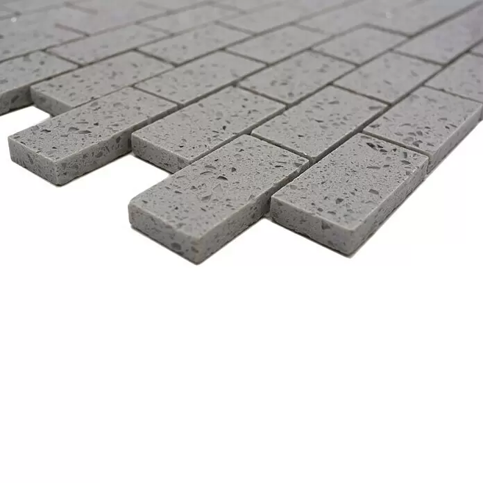 Mosaikfliese Brick Artifical XCM ASMB3 - 30 x 30 cm, Grau, Glänzend - Detailaufnahme