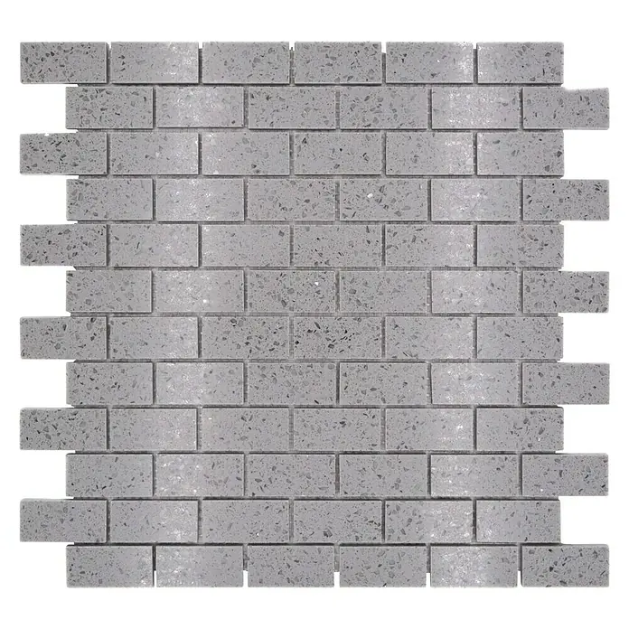 Mosaikfliese Brick Artifical XCM ASMB3 - 30 x 30 cm, Grau, Glänzend - Graues Mosaikfliesen-Wandpaneel im Ziegeldesign, perfekt für stilvolle Akzente in jedem Raum. Robuste und elegante Wandgestaltung.