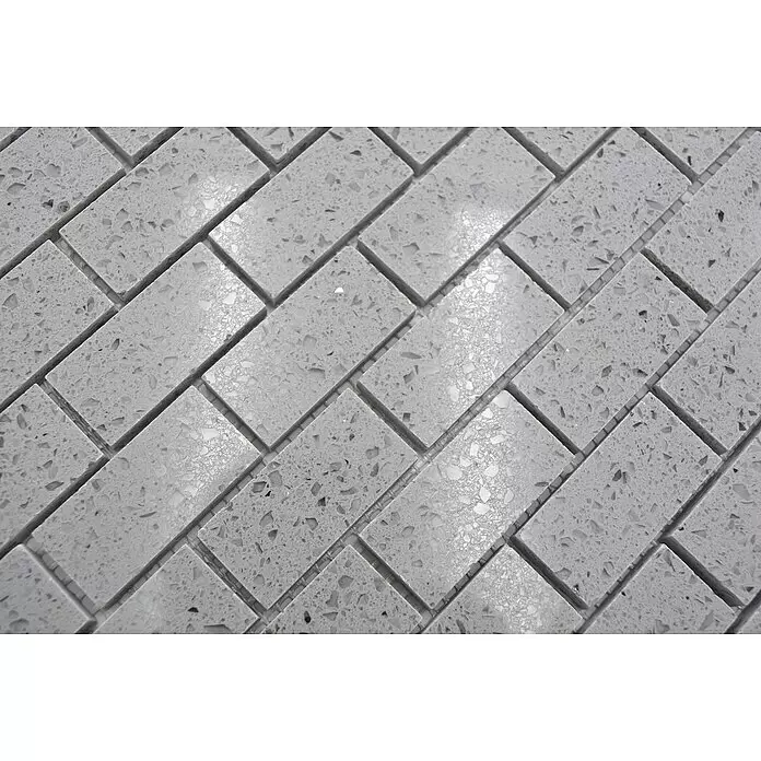 Mosaikfliese Brick Artifical XCM ASMB3 - 30 x 30 cm, Grau, Glänzend - Detailaufnahme