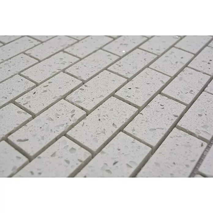 Mosaikfliese Brick Artifical XCM ASMB1 - 30 x 30 cm, Weiß, Glänzend - Detailaufnahme