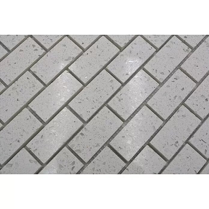 Mosaikfliese Brick Artifical XCM ASMB1 - 30 x 30 cm, Weiß, Glänzend - Detailaufnahme
