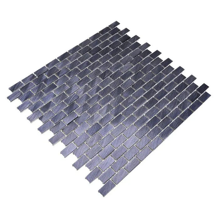 Mosaikfliese Brick 3D Mix XAM A421 - 30,6 x 32,4 cm, Schwarz, Matt - Mosaikfliese aus kleinen, rechteckigen Steinen in einem metallischen Farbton, ideal für moderne Wandgestaltungen und stilvolle Akzente.