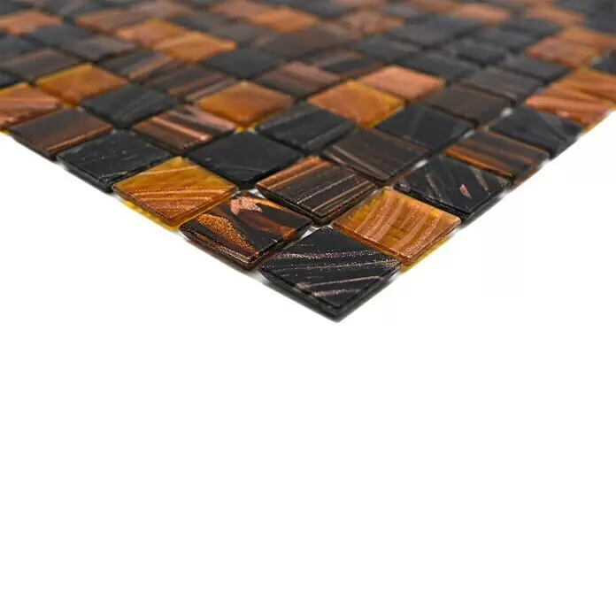 Mosaikfliese Goldstar GM GS 505254 - 32,7 x 30,5 cm, Braun, Glänzend - Detailaufnahme