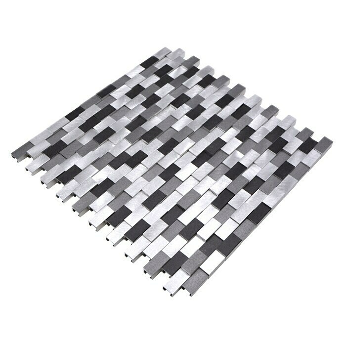 Mosaikfliese Brick 3D Mix XAM A132 (30,1 x 30,4 cm, Silber/Schwarz, Matt)