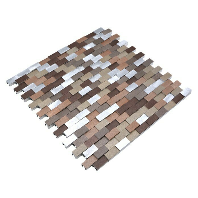 Mosaikfliese Brick 3D Mix XAM A56230,1 x 30,4 cm, Silber/Kupfer, Matt View From Above