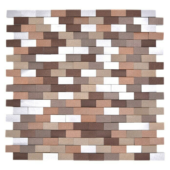 Mosaikfliese Brick 3D Mix XAM A56230,1 x 30,4 cm, Silber/Kupfer, Matt Top View