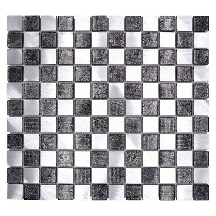 Mosaikfliese Crystal Mix XAM A851 (32,7 x 30,2 cm, Schwarz/Silber, Matt)