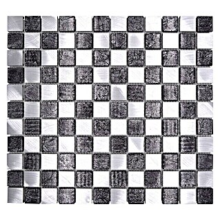 Mosaikfliese Crystal Mix XAM A851 (32,7 x 30,2 cm, Schwarz/Silber, Matt)